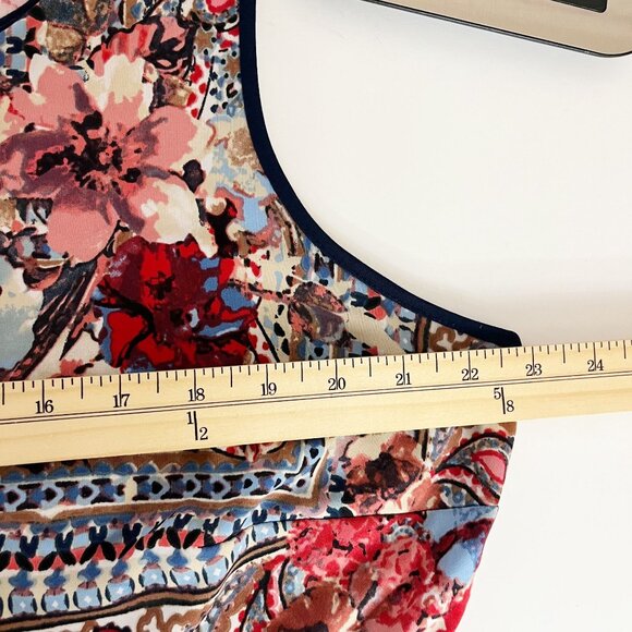 Cato Blue & Red Floral Print Asymmetrical Midi Dress Boho - Size 18/20 - Picture 5 of 6